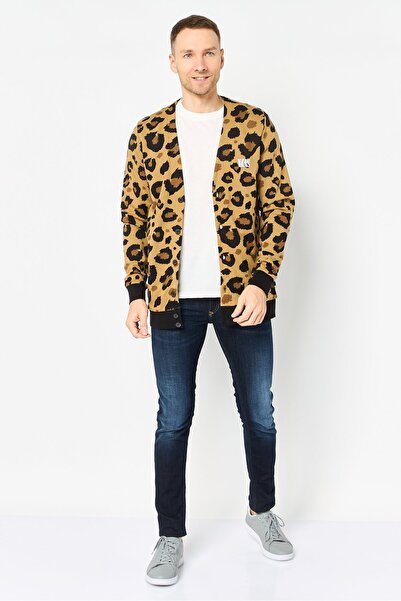 Vans Men V Neck Embroidered Logo Cardigan, Multicolor