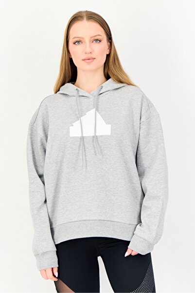 adidas Women Sportswear Fit Long Sleeve Oudoor Hoodies, Grey