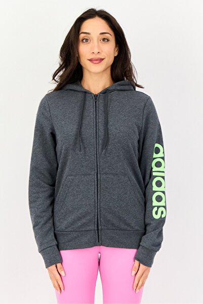 adidas Women Sportswear Fit Long Sleeve Outdoor Hoodie, Grey