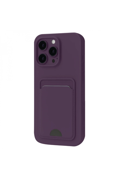 Ardan Home حافظة آيفون 16 برو من السيليكون مع حامل بطاقات كيلفن - بنفسجي غامق