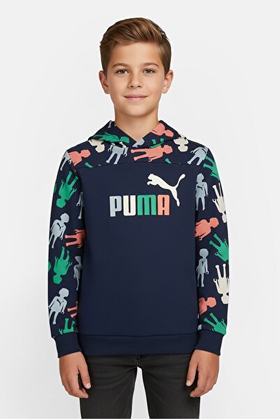 Puma هودي خارجي بأكمام طويلة للأطفال الأولاد، متعدد الألوان