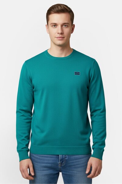 Vans Crew Neck Brand Logo Long Sleeve Sweatshirt, Teal