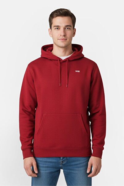 Vans Men Drawstring Embroidered Logo Long Sleeve Hoodie, Maroon