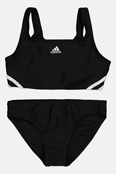 adidas Kids Girl 2 Pieces Brand Logo Top And Bottom Swimwear Set, Black