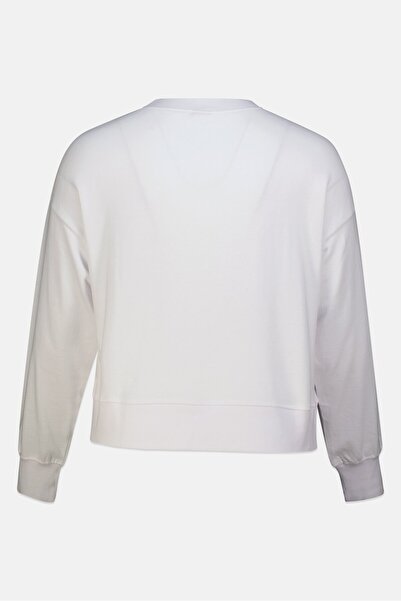 Nolita Women Crew Neck Brand Logo Long Sleeve Sweatshirt, White