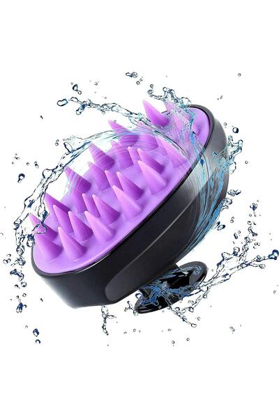 BLOOMING TIME فرشاة تدليك فروة الرأس بالشامبو - شعيرات سيليكون ناعمة (أسود وأ...