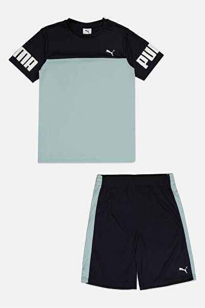 Puma طقم تي شيرت وشورت بشعار العلامة التجارية للأولاد من قطعتين، متعدد الألوان