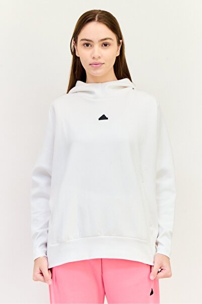 adidas Women Sportswear Fit Long Sleeve ZNE Overhead Outdoor Hoodie, White