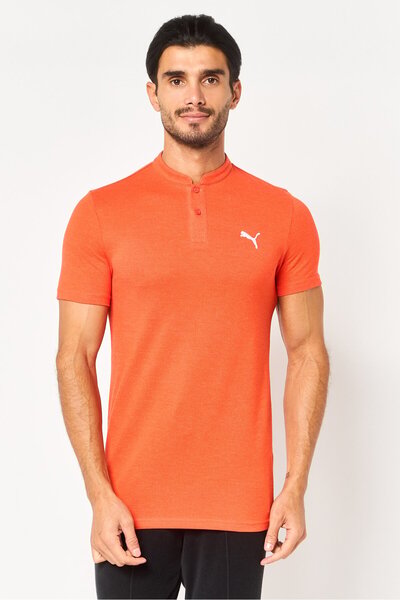 Puma Men Slim Fit Short Sleeve Outoor Polo Shirt, Dark Orange