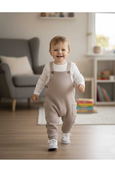 NOMİRO Waffle Kumaş Bebek Salopet Tulum