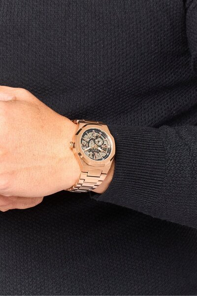 TUCCI Men TW0597 Stainless Steel Analog Watch 40 mm, Rose Gold