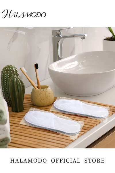HALAMODO 24-Pairs Disposable Bath Slippers White