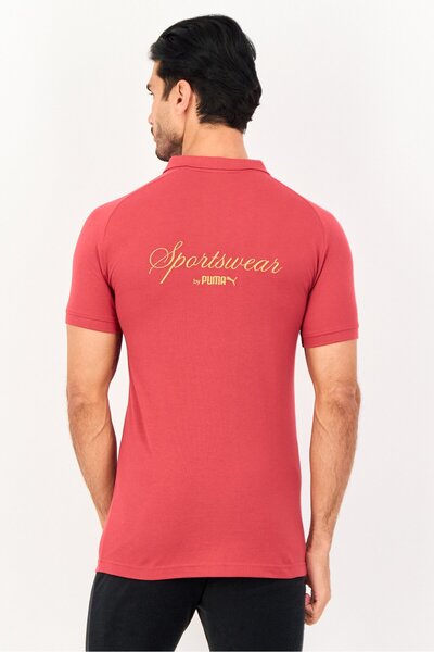 Puma Men Slim Fit Embroidered Logo Short Sleeve Outdoor Polo Shirt, Red