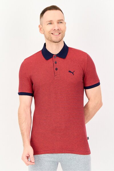 Puma Men Slim Fit Short Sleeve Outdoor Polo Shirt, Red