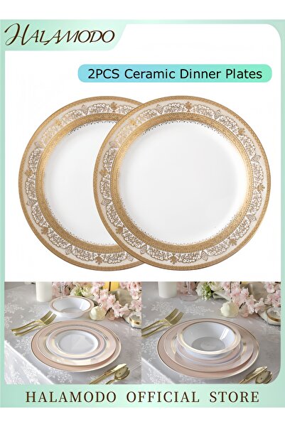 HALAMODO طقم أطباق عشاء سيراميكية مسطحة مكون من قطعتين، أدوات مائدة ريفية عصر...