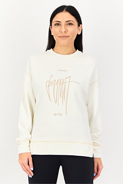 Puma Women Sportswear Fit Long Sleeve Outdoor Sweatshirt, Off White