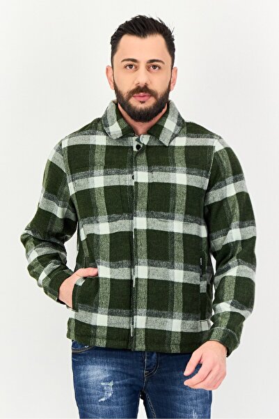 Misfit Men Plaid Long Sleeve Jacket Shirt, Multicolor