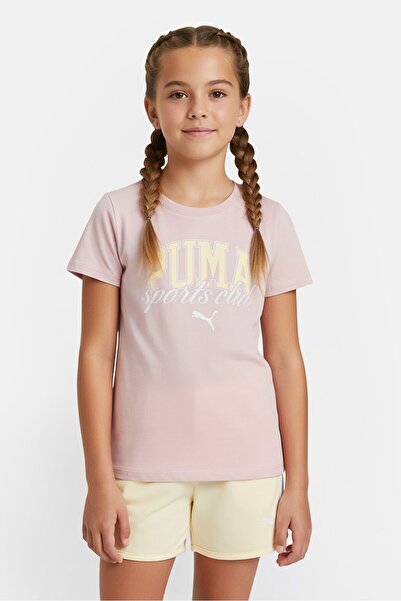 Puma Kids Girl 2 Pcs Sportswear Fit Short Sleeve Top And Bottom Outdoor Set, Multicolor