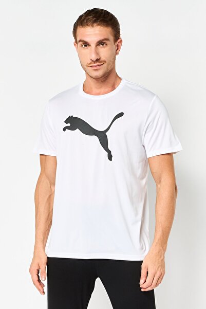 Puma تي شيرت رجالي رياضي بأكمام قصيرة مناسب للخارج، أبيض
