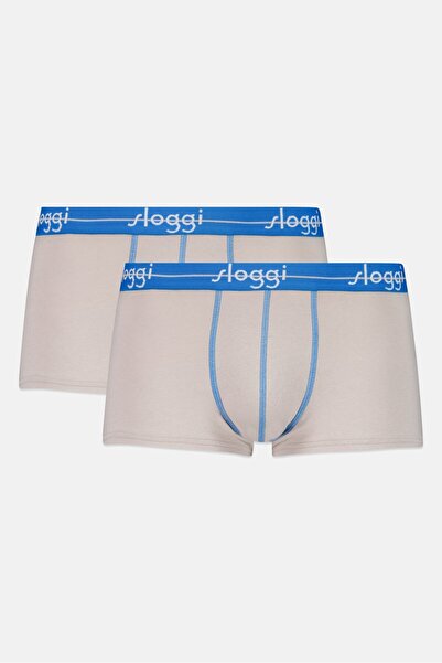 SLOGGI Men 2 Piece Brand Logo Boxer Brief, Grey