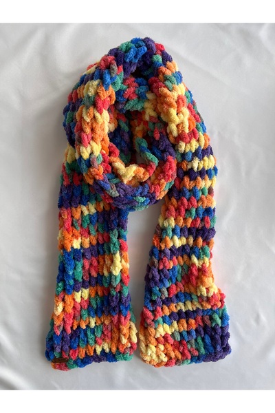 CreativeCraft Peluş Atkı, Örgü Atkı, Atkı, Renkli Atkı