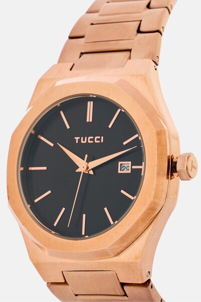 TUCCI Men TW0587 Stainless Steel Analog Watch 40 mm, Rose Gold
