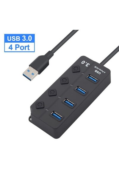 Choice موزع USB 3.0 مزود بـ 4 منافذ و4/7 منافذ مع مؤشر LED ومفتاح تحكم مستقل ...