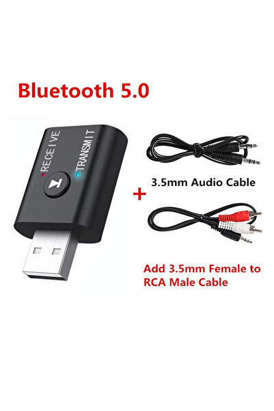 Vikefon مع كابل RCA، جهاز إرسال واستقبال بلوتوث 5.0، مقبس AUX 3.5 مم، دونجل U...