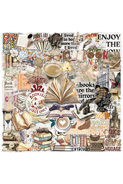 Choice MULTICOLOR 50PCS Retro Reading Stickers Bookish DIY Sticker Phone Laptop Luggage Skateboard Graffiti