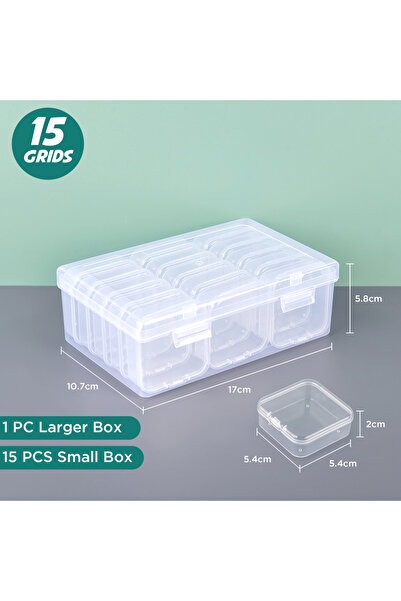 Choice 15 grids Bead Organizer Box 4/10/12/15/28Pcs Small Clear Plastic Bead Storage Containers With Hinged