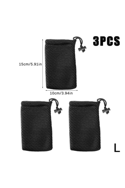 Choice L 3Pcs Nylon Mesh Drawstring Storage Pouch Bag Multi Purpose Travel & ...