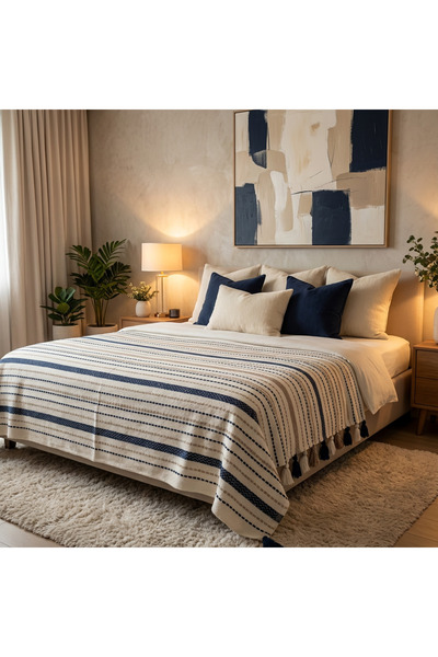 Neva Line Collection Çift Kişilik Çizgili Yatak Örtüsü