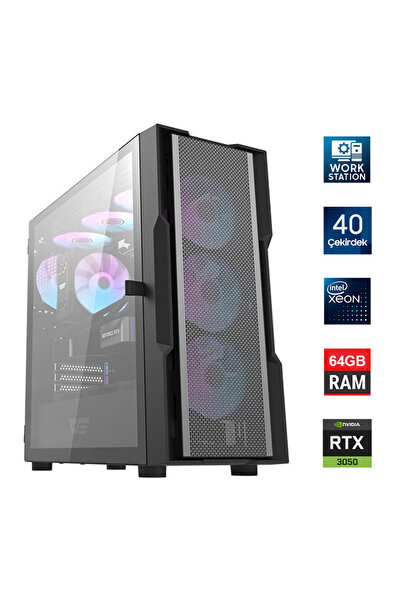 TURBOX Xeon E5 2670 v2 Çift İşlemcili 40 Çekirdek 64GB 1TB NVMe RTX3050 Works...