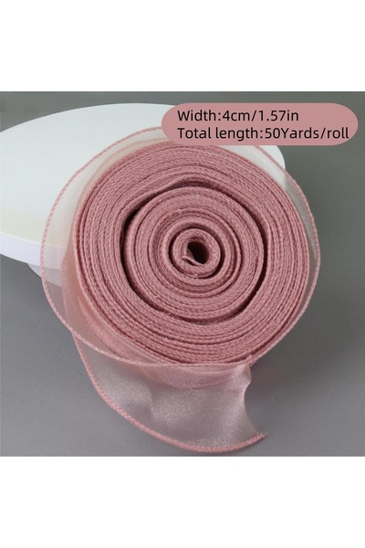 Choice 4cm 50Yards-Coral powder 10/50Yards Chiffon Silk Ribbon Organza Satin ...
