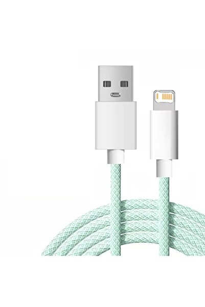 Choice كابل USB مضفر بطول 1 متر، أخضر، متعدد الألوان، مناسب لأجهزة iPhone 14 ...