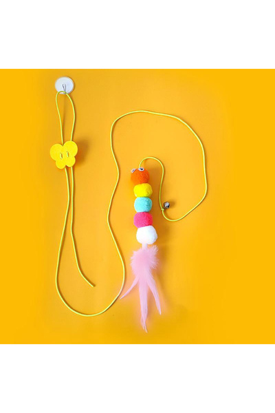 Choice ألعاب القطط التفاعلية على شكل يرقة وردية، عصا مضحكة، قطة صغيرة، حبل مر...