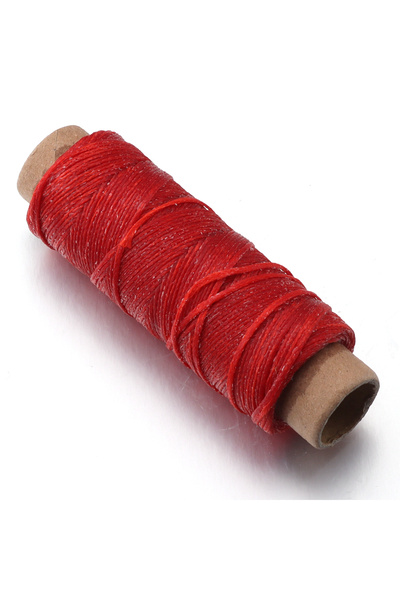 Choice خيط شمعي مسطح من البوليستر الأحمر، 150D، 1 مم، سلك خياطة جلدي، 50 يارد...