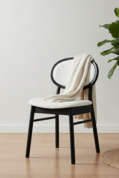 Woodenbend Medin Siyah Lake Kayın Ağacı Döşemeli Sandalye Modern İskandinav Set