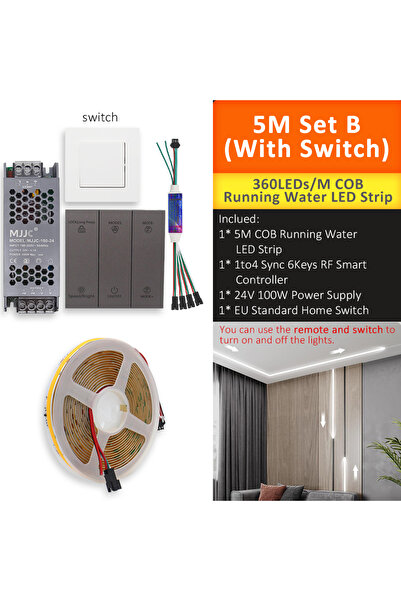 Choice Natural White 5M Set B 24V COB Sync Running Water LED Strip Light WS28...