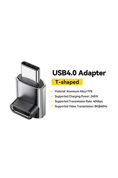 essager محول USB 4.0 على شكل حرف T بسرعة 40 جيجابت في الثانية OTG محول شحن سر...