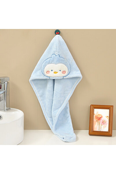 Choice Blue 1 Coral Fleece Dry Hair Cap, Simple Solid Color Dry Towel, Anti F...