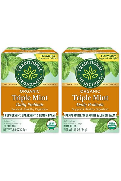 TRADITIONAL MEDICINALS شاي النعناع الثلاثي العضوي، 16 كيس شاي (عبوة من 2)