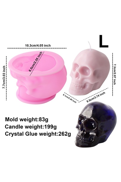 Choice3 قالب جمجمة وردي L قالب سيليكون جمجمة ثلاثي الأبعاد DIY جمجمة كبيرة زي...