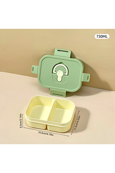 WORTHBUY علبة غداء بلاستيكية محمولة خضراء اللون، 730 مل، مزودة بقسمين، آمنة ل...