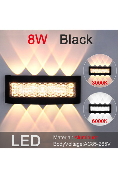 Choice أبيض دافئ (2700-3500 كلفن) موديل B -8 واط أسود جديد من الألومنيوم مقاو...