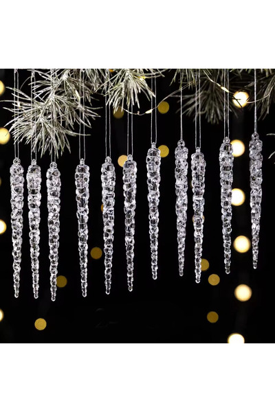 Choice 12 قطعة من زينة شجرة عيد الميلاد الشفافة المصنوعة من الكريستال الشفاف ...