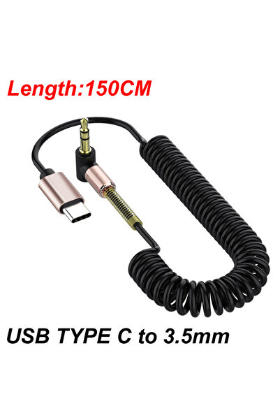 Choice كابل صوت قابل للسحب من USB Type-C إلى 3.5 مم لسيارة زنبركية بطول 1.5 م...