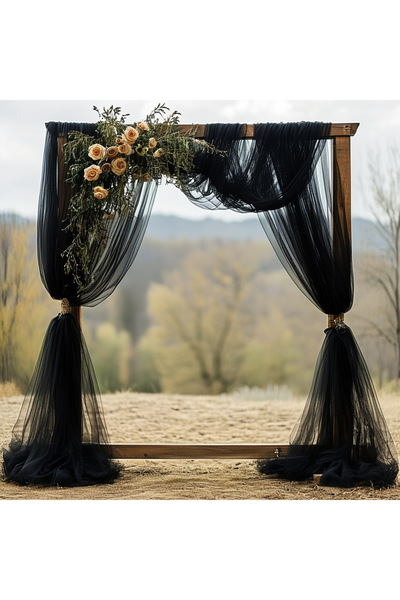 Choice قماش تول أسود من البوليستر الأسود بطول 8 أمتار، قطعتان، قطعتان، أقواس ...