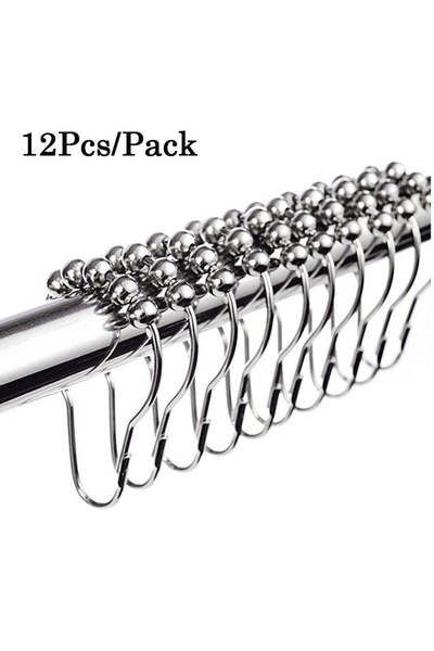 Choice 12pcs 12pcs Rustproof Bath Curtain Rollerball Shower Curtain Rings Hoo...