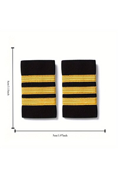 Choice 3 أشرطة صفراء زوج واحد من قمصان شارات الكتف لزي الطيران للطيارين، ملاب...